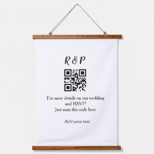 Hochzeitwebsite uAwg q r Code hinzufügen Namenstex Wandteppich Mit Holzrahmen