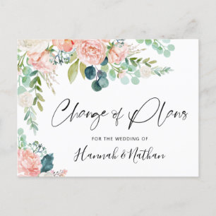 Hochzeitwechsel Plänen Rosa Rosa Blütenblättriger  Ankündigungspostkarte