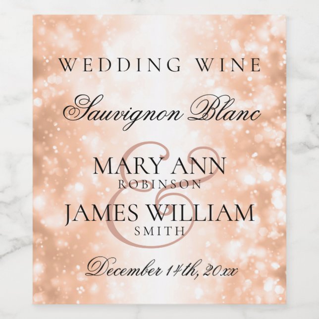 Hochzeitweilige Rose mit Weinetikett (Einzelnes Label)