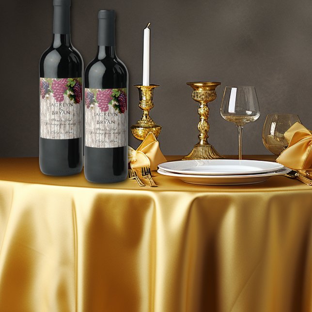 Hochzeitweilige Weintrauben Weißes Holz Weinetikett (Von Creator hochgeladen)