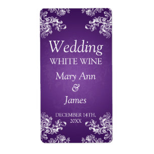 Hochzeitweiliges Weinetikett Vintage Wirbel 2 Lila