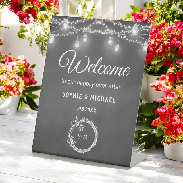 Hochzeitwillkommene Black Chalkboard Sockelschild (Von Creator hochgeladen)