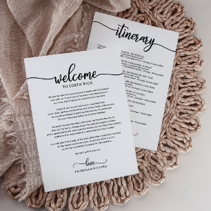Hochzeitwochenende Begrüßung und Reiseroute Chic Einladung