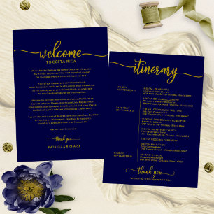 Hochzeitwochenende Begrüßungsreise Gold Navy Blue Einladung