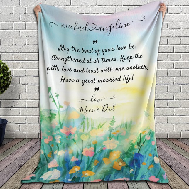 Hochzeitwünsche von Eltern zu Tochter - Sohn Fleecedecke (Von Creator hochgeladen)
