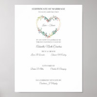Hochzeitzertifikat Rosa Blumenherz