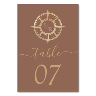 Hochzeitziel World Map Compass Monogram Tischnummer
