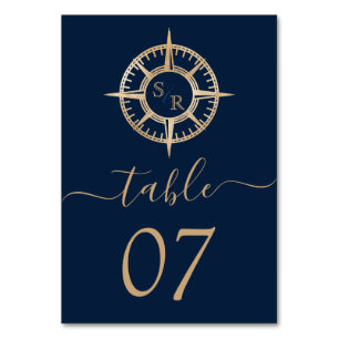 Hochzeitziel World Map Compass Monogram Tischnummer