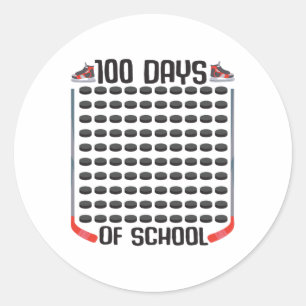 Hockey 100 Days of School Sports Boys Girls Costum Runder Aufkleber