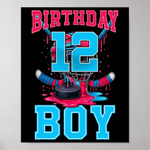 Hockey 12 Jahre alte Eiscreme tropft 12. Geburtsta Poster