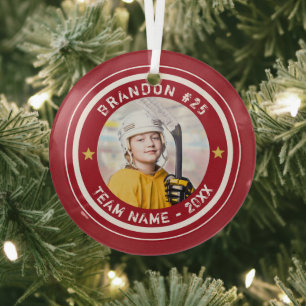 Hockey 2 Foto Personalisiert Keepake Ornament Aus Glas