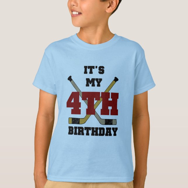 Hockey 4. Geburtstag Tshirts und Geschenke (Vorderseite)