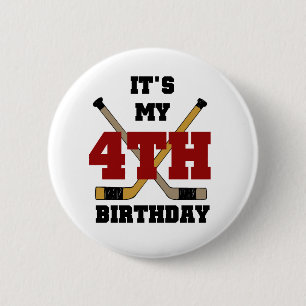 Hockey 4. Geburtstag Tshirts und Geschenke Button