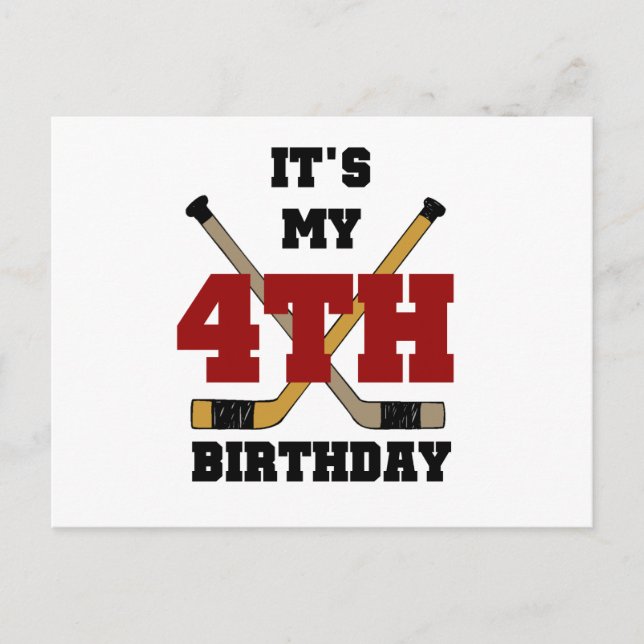 Hockey 4. Geburtstag Tshirts und Geschenke Postkarte (Vorderseite)