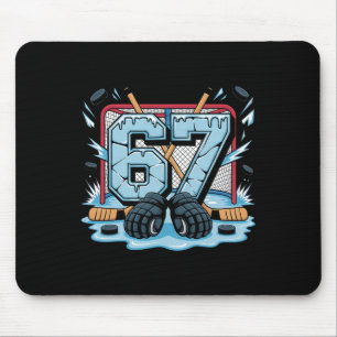 Hockey 67 Drip Eishalle Handschuhe Meme Six Seven Mousepad