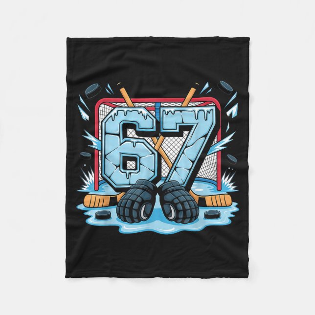 Hockey 67 Drip Ice Rink Gloves Meme Six Seven Srts Fleecedecke (Vorderseite)