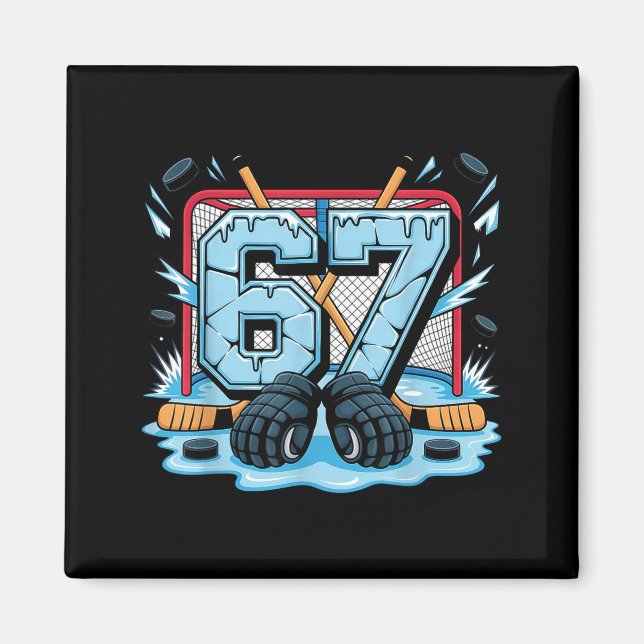 Hockey 67 Drip Ice Rink Gloves Meme Six Seven Srts Magnet (Vorne)