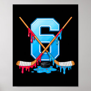 Hockey 6 Jahre alte Eiscreme-Tropfen Jugend 6. Geb Poster