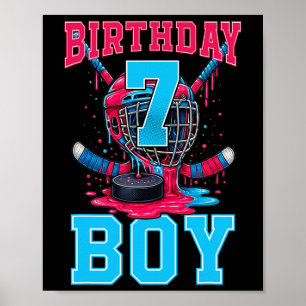Hockey 7 Jahre alter Eiscreme-Tropfen 7. Geburtsta Poster