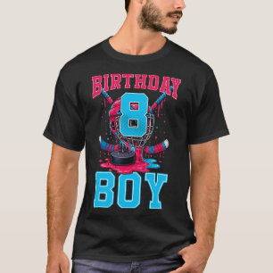Hockey 8 Jahre alte Eiscreme tropft 8. Geburtstag T-Shirt