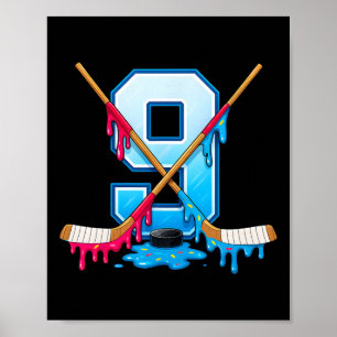 Hockey 9 Jahre alte Eiscreme-Drip-Jugend-9. Geburt Poster