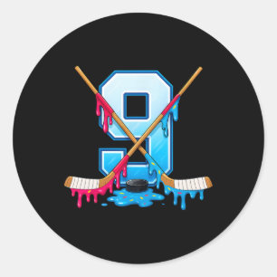 Hockey 9 Jahre alte Eiscreme tropft Jugend 9. Gebu Runder Aufkleber