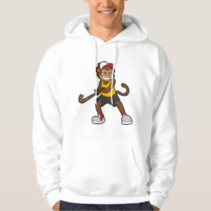 Hockey-Affe mit Hockeystick Hoodie
