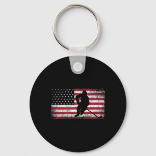 Hockey American Flag 4. Juli Patriotic USA Vater Schlüsselanhänger