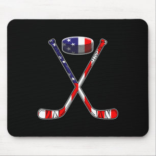 Hockey American Flag 4. Juli Spaß Männer Jungs Kin Mousepad