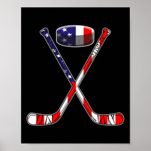 Hockey American Flag 4. Juli Spaß Männer Jungs Kin Poster