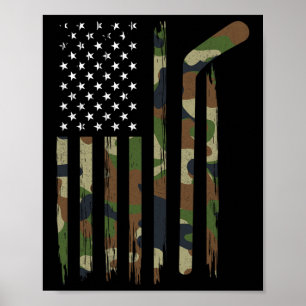 Hockey American Flag Camouflage US Patriotic Hocke Poster