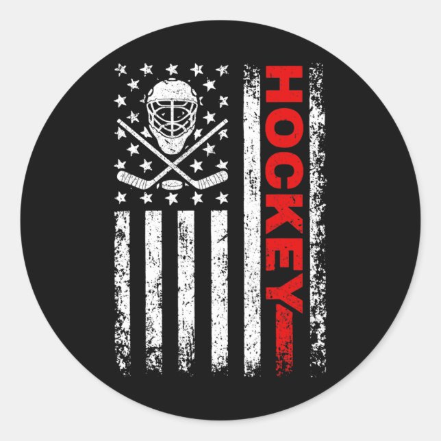 Hockey American Flag Coole Eishockey Spieler Männe Runder Aufkleber (Vorderseite)
