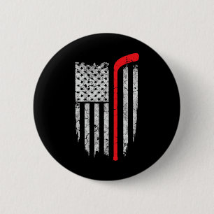 Hockey American Flag Hockey T-Shirt Eishockey Play Button
