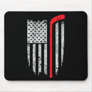 Hockey American Flag Hockey T-Shirt Eishockey Play Mousepad