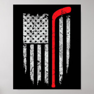 Hockey American Flag Hockey T-Shirt Eishockey Play Poster