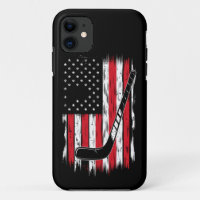 Hockey American Flag Sport Retro Vintag