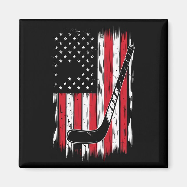 Hockey American Flag Sport Retro Vintag Magnet (Vorne)