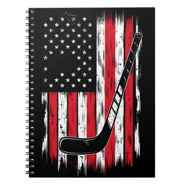 Hockey American Flag Sport Retro Vintag Notizblock (Vorderseite)