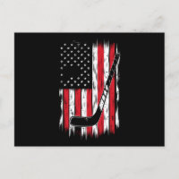 Hockey American Flag Sport Retro Vintag