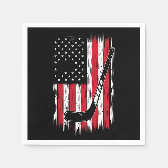 Hockey American Flag Sport Retro Vintag Serviette (Vorderseite)