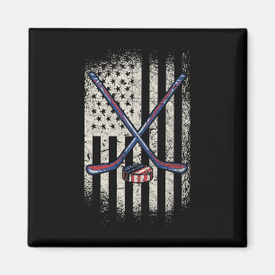 Hockey American Flag - Usa Ice Hockey Magnet