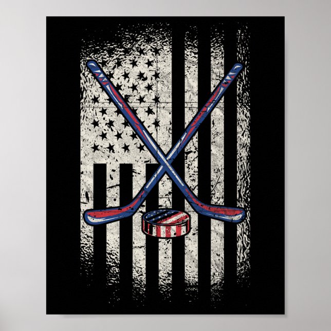 Hockey American Flag - Usa Ice Hockey Poster (Vorne)