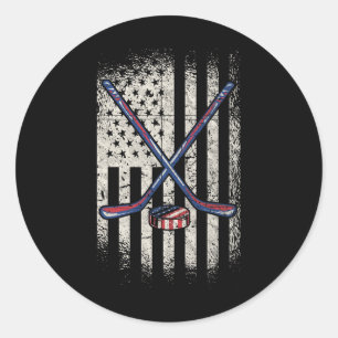Hockey American Flag - Usa Ice Hockey Runder Aufkleber