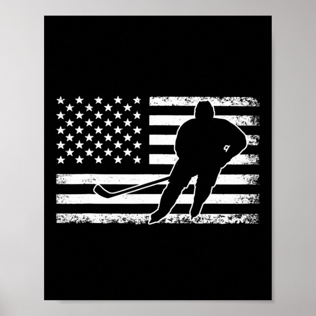 Hockey American USA Flag Eishockey Spieler Herren  Poster (Vorne)