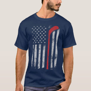 Hockey American USA Flag Patriotic Hockey Stick Me T-Shirt