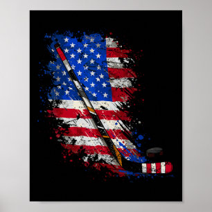 Hockey-Amerikanische Flagge 4. Juli Poster