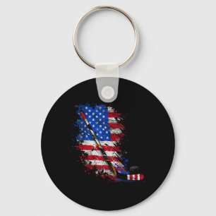 Hockey-Amerikanische-Flagge 4. Juli Schlüsselanhänger