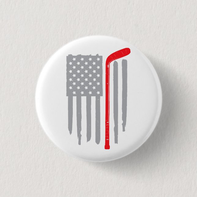 Hockey-Amerikanische Flagge Button (Vorderseite)