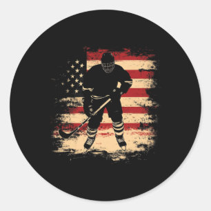 Hockey Amerikanische Flagge Distressed Vintage USA Runder Aufkleber