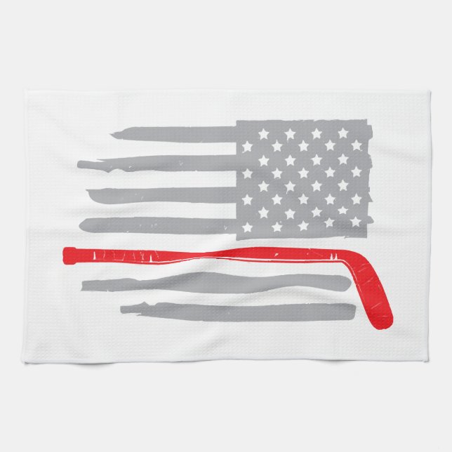 Hockey-Amerikanische Flagge Geschirrtuch (Horizontal)